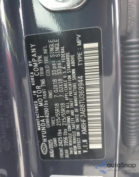 2026 Hyundai Kona Sel Sport из США, поврежденный, VIN KM8HF3AB8TU369944